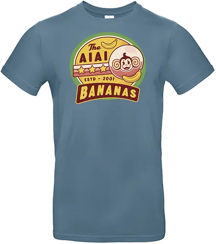  Aiai Bananas Emblem - aiai, monkey, ape, gorilla, banana, arcade, game, gaming, gamer, video games, retro, vintage, kawaii, cute - Standard T-Shirt