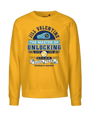 Jill Master Of Unlocking Emblem - Horror, jill valentine, leon s kennedy, Horror 4, jill sandwich, biohazard, umbrella corporation, raccoon city, albert wesker, chris redfield, hound wolf squad, Horror 5, stars - Fairtrade Sweatshirt