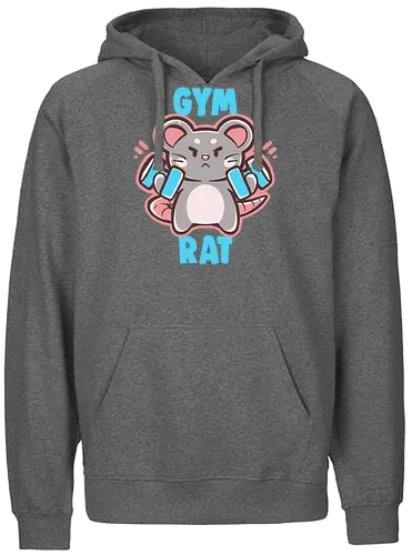 Gym Rat - gym rat, workout, gym lover, weights, weight lifter, girly, cute, rat, rodent, lift, fitness, fit, healthy, lifestyle, gains, girly workout, girl workout, Fitnessstudio-Ratte, Workout, Fitnessstudio-Liebhaber, Gewichte - Fairtrade Hoodie