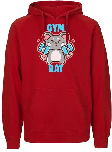 Gym Rat - gym rat, workout, gym lover, weights, weight lifter, girly, cute, rat, rodent, lift, fitness, fit, healthy, lifestyle, gains, girly workout, girl workout, Fitnessstudio-Ratte, Workout, Fitnessstudio-Liebhaber, Gewichte - Fairtrade Hoodie