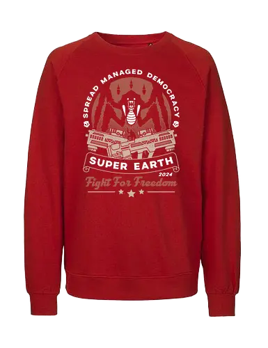 Spreading Democracy Emblem - hell, diver, spread democracy, spreading democracy, terminids, bile titan, spill oil, libertea, enlist today, super earth, gamer, video game, gaming, freedom,  - Fairtrade Sweatshirt