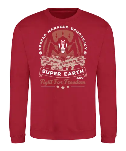 Spreading Democracy Emblem - hell, diver, spread democracy, spreading democracy, terminids, bile titan, spill oil, libertea, enlist today, super earth, gamer, video game, gaming, freedom,  - Sweatshirt