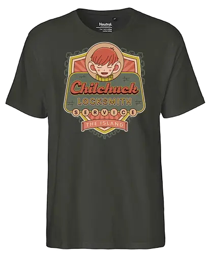 Chilchuck Locksmith Service - Delicious, Meshi, walking mushroom, marcille donato, falin touden, laios touden, senshi of izganda, chilchuck tims, fantasy, locksmith, anime, manga, cooking, TV, dwarf - Fairtrade T-Shirt