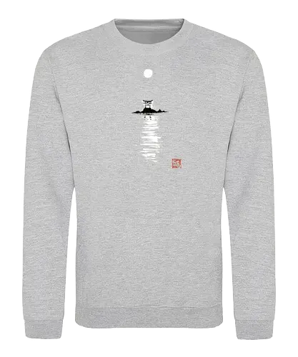 gate at the sea - gate, sea, moon, sun, sumie, japan - Sweatshirt