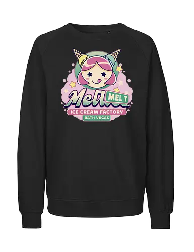Bath Vegas Ice Cream - foamstars, baristador, video game, gaming, gamer, funny, mel t, ice cream, bath vegas, cute, kawaii, chibi, nerd, geek,  - Fairtrade Sweatshirt