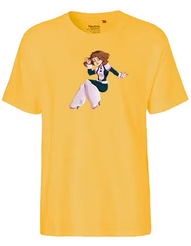 Float - mha, bnha, Academia, hero, uraraka, ochako, uraraka ochako, uravity, float, floaty, costume, hero costume, brown hair, brown eyes, pink, purplestar, purplestarphoenix, short hair, paw pads, girl, cute girl, cute, kawaii, hero outfit, anime, manga, Hiroaka - Fairtrade T-Shirt
