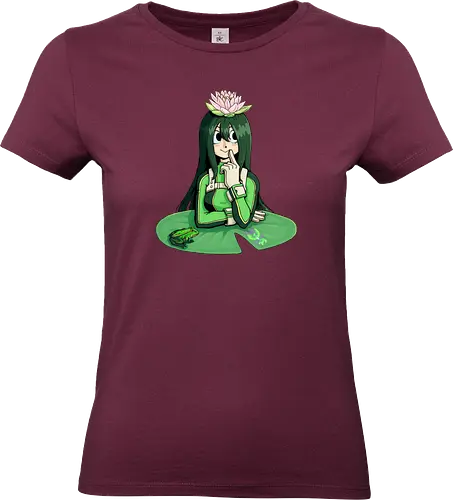 Froppy - mha, bnha, Academia, hero, tsuyu, asui, tsuyu asui, tsu, lotus, lotus flower, lilly pad, froppy, frog, costume, hero costume, green hair, black hair, black eyes, green, purplestar, purplestarphoenix, girl, cute girl, cute, kawaii, hero outfit, anime, manga, Hiroaka - Standard T-Shirt (Frauen)