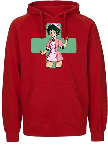 Nurse Izuku - mha, bnha, Izuku, Midoriya, midoriyaizuku, izukumidoriya, nurse, nurse outfit, gender bender, rule 63, geen cross, green hair, greenhair, shorthair, short, short hair, curly, curlyhair, green eyes, greeneyes, pinkdress, pink dress, cute, hiroaka - Fairtrade Hoodie