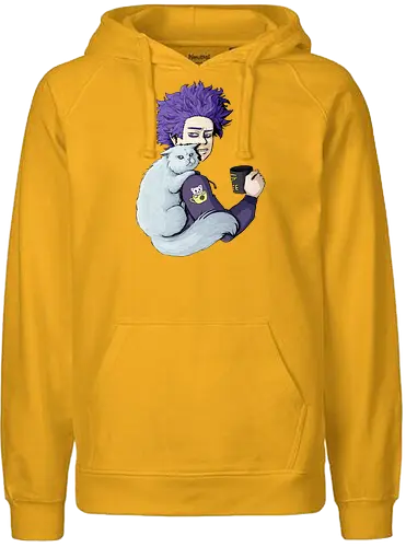 Cranky Coffee Cats - mha, bnha, shinsou, shinsouhitioshi, hitoshi, cat, grumpy, grumpycat, white, whitecat, persiancat, coffee, coffeecat, kitty, cranky, ftown, scowl, glare, purple, lavender, purplehair, lavenderhair, purpleeyes, lavendereyes, lilac, lilachair, lilaceyes, ereaserhead, ereaserheadmug, mug, coffeemug, raisedeyebrow, sweater, hoodie, darkhoodie, hiroaka, hiroaka - Fairtrade Hoodie