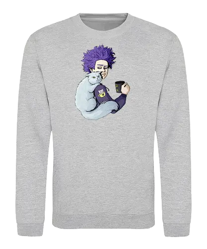 Cranky Coffee Cats - mha, bnha, shinsou, shinsouhitioshi, hitoshi, cat, grumpy, grumpycat, white, whitecat, persiancat, coffee, coffeecat, kitty, cranky, ftown, scowl, glare, purple, lavender, purplehair, lavenderhair, purpleeyes, lavendereyes, lilac, lilachair, lilaceyes, ereaserhead, ereaserheadmug, mug, coffeemug, raisedeyebrow, sweater, hoodie, darkhoodie, hiroaka, hiroaka - Sweatshirt