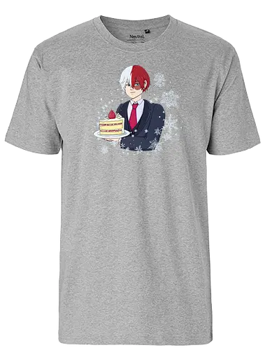 Shotocake - mha, bnha, shouto todoroki, todorokishouto, shoutotodoroki, shotocake, shoutocake, strawberryshortcake, shortcake, strawberries, suit, creamsuit, threepiecesuit, snowflakes, snow, heterochromia, blueeyes, greyeyes, redhair, whitehair, redwhitehair, splitcolorhair, purplestarphoenix, hiroaka, hiroaka - Fairtrade T-Shirt