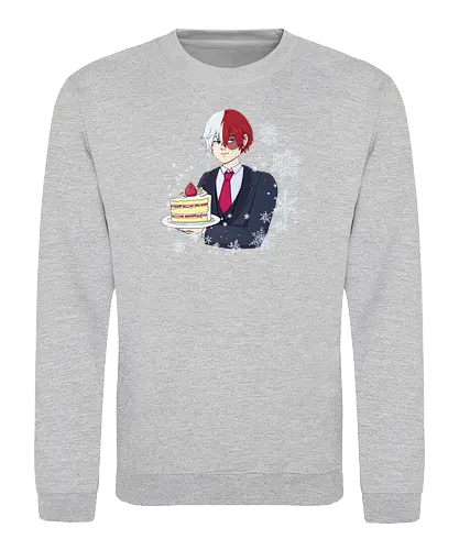 Shotocake - mha, bnha, shouto todoroki, todorokishouto, shoutotodoroki, shotocake, shoutocake, strawberryshortcake, shortcake, strawberries, suit, creamsuit, threepiecesuit, snowflakes, snow, heterochromia, blueeyes, greyeyes, redhair, whitehair, redwhitehair, splitcolorhair, purplestarphoenix, hiroaka, hiroaka - Sweatshirt