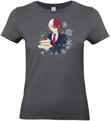 Shotocake - mha, bnha, shouto todoroki, todorokishouto, shoutotodoroki, shotocake, shoutocake, strawberryshortcake, shortcake, strawberries, suit, creamsuit, threepiecesuit, snowflakes, snow, heterochromia, blueeyes, greyeyes, redhair, whitehair, redwhitehair, splitcolorhair, purplestarphoenix, hiroaka, hiroaka - Standard T-Shirt (Frauen)