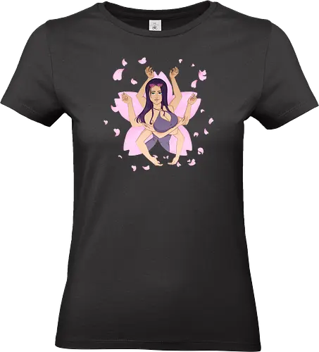 Devil Child in Bloom (Anime colors) - devilchild, nicorobin, flowerflowerfruit, hanahananomi, sakura, sakurablossoms, sakurapetals, cherryblossoms, cherryblossom, flowerpetals, flowers, purplestarphoenix, blueeyes, blackhair, sunglasses, dress, arms, hands, pretty, girl, woman, lady, Pirate, Pirate - Standard T-Shirt (Frauen)