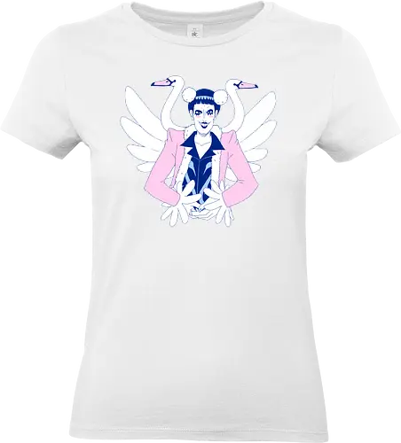 Bon-Chan! - bonclay, okamaway, bonchan, swans, pinkwhiteblue, pastelpink, babyblue, transpride, transflagcolors, digitalart, clipstudiopaint, purplestarphoenix, Pirate, Piratefanart, Piratebonclay, bonclayPirate - Standard T-Shirt (Frauen)