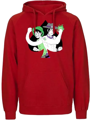 Aro Ace & Luffy - luffy, monkeydluffy, ace, portgasdace, aceace, aceflag, aroflag, aroace, aroacepride, acepride, aropride, digitalart, purplebeads, strawhat, greenfire, purplegreen, purplestarphoenix, Pirate, Piratefanart, Pirateluffy, Pirateace, Pirate, Piratefanart, Pirateluffy, Pirateace - Fairtrade Hoodie