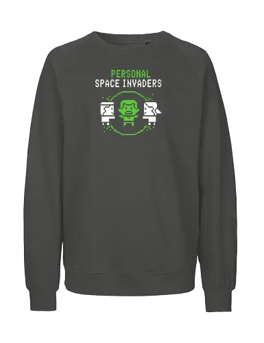 Personal Space Invaders - Video games, gaming, cute game shirts, cute video game designs, space invaders, personal space, introvert - Fairtrade Sweatshirt