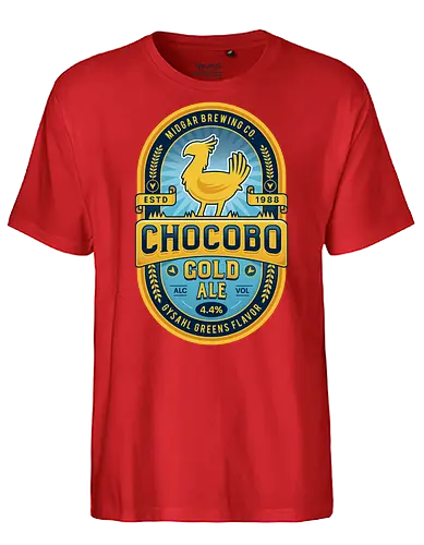 Kweh Gold Beer Emblem - final, fantasy, ff7, Gaming lockhart, Kupo, Kweh, avalanche, midgar, video game, fat Kweh, gysahl greens, Cloud, Villain, gaming, gamer - Fairtrade T-Shirt