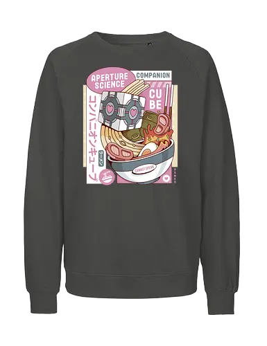 Science Cube Ramen - portal, companion cube, portal 2, portal revolution, aperture laboratories, aperture science, half life, ramen, noodles, the cake is a lie, love, glados, ramen, gaming, video games, gamer, chell,  - Fairtrade Sweatshirt
