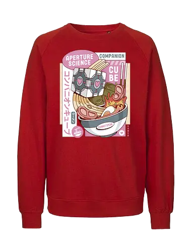 Science Cube Ramen - portal, companion cube, portal 2, portal revolution, aperture laboratories, aperture science, half life, ramen, noodles, the cake is a lie, love, glados, ramen, gaming, video games, gamer, chell,  - Fairtrade Sweatshirt