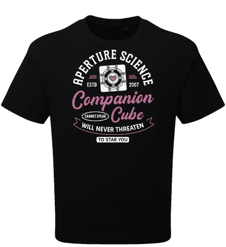 Companion Cube Crest - portal, companion cube, portal 2, portal revolution, aperture laboratories, aperture science, half life, the cake is a lie, potato, glados, black mesa, gaming, video games, gamer, chell,  - Oversize T-Shirt