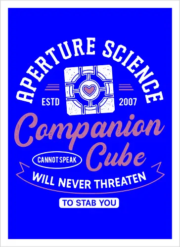 Companion Cube Crest - portal, companion cube, portal 2, portal revolution, aperture laboratories, aperture science, half life, the cake is a lie, potato, glados, black mesa, gaming, video games, gamer, chell,  - Kunstdruck