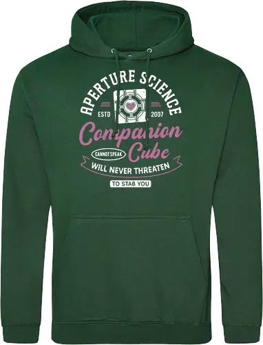 Companion Cube Crest - portal, companion cube, portal 2, portal revolution, aperture laboratories, aperture science, half life, the cake is a lie, potato, glados, black mesa, gaming, video games, gamer, chell,  - Standard Hoodie