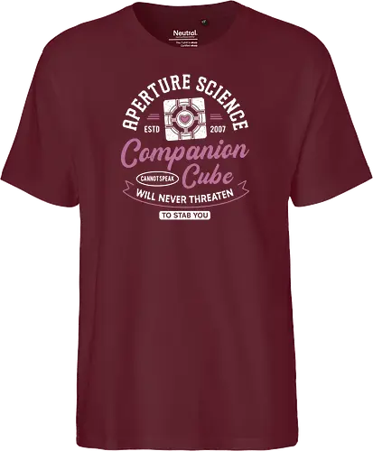 Companion Cube Crest - portal, companion cube, portal 2, portal revolution, aperture laboratories, aperture science, half life, the cake is a lie, potato, glados, black mesa, gaming, video games, gamer, chell,  - Fairtrade T-Shirt