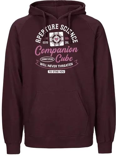 Companion Cube Crest - portal, companion cube, portal 2, portal revolution, aperture laboratories, aperture science, half life, the cake is a lie, potato, glados, black mesa, gaming, video games, gamer, chell,  - Fairtrade Hoodie