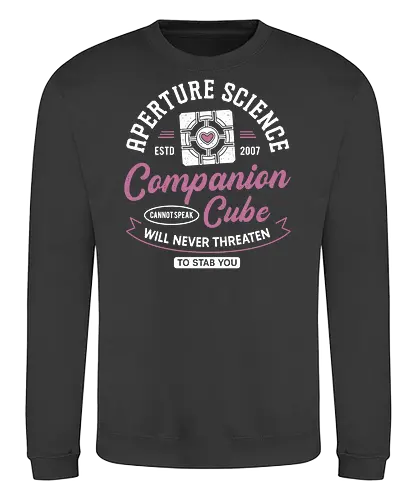Companion Cube Crest - portal, companion cube, portal 2, portal revolution, aperture laboratories, aperture science, half life, the cake is a lie, potato, glados, black mesa, gaming, video games, gamer, chell,  - Sweatshirt