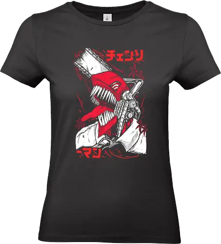 The Red Chainsaw Devil - Aesthetic, Aggressive, Angry, Anime, Gamer, Gift, Red, Chainsaw, Monster, Power, Devil Hunter, Japanese Art, Manga Style, Demon, Cool, Manga, Zylixzen, Otaku, Harbors, Warrior, Public Safety, Man - Standard T-Shirt (Frauen)