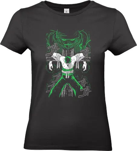 The Pirate Hunter - Aesthetic, Aggressive, Angry, Anime, Gamer, Gift, Swordsman, Pirates, Power, Warrior, Samurai, Pirate, Manga Style, Cool, Manga, Zylixzen, One, Hat, Swords, Katana, Piece, Otaku, Green, Japanese Art - Standard T-Shirt (Frauen)