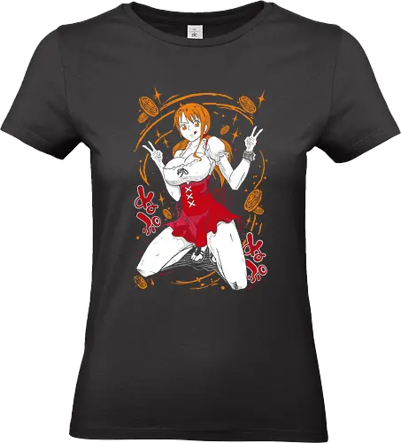 Nami - Aesthetic, Otaku, Japanese Art, One, Orange, Cat, Burglar, Straw, Hat, Anime, Gamer, Gift, Power, Manga Style, Pirate, Cool, Manga, Zylixzen, Aggressive, Pirates, Piece, Warrior, Angry - Standard T-Shirt (Frauen)
