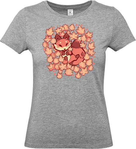 Autumn Leaves Fox - anthro, Herbst, Blätter, Blatt, Rotfuchs, orange Blätter, Fuchs, rot, Jahreszeiten, saisonal, Tiere, gemütlich, Herbst, Rotfuchs, pelzig, anthro, autumn, leaves, leaf, red fox, orange leaves, fox, red, seasons, seasonal, animals, cozy, fall, red fox, furry - Standard T-Shirt (Frauen)