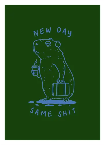 Lazy Morning - capy, capybara, lazy morning, morning coffee, coffee, i hate monday, capy coffee, minimalist - Kunstdruck