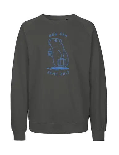 Lazy Morning - capy, capybara, lazy morning, morning coffee, coffee, i hate monday, capy coffee, minimalist - Fairtrade Sweatshirt