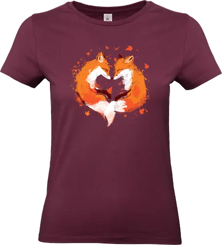 FALLing in love - foxes, fall seaon, orange, cute style, nature, animals, graffiti art style, simple design, cute, love - Standard T-Shirt (Frauen)