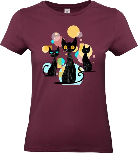 Mid Century Cats - cats, animals, mid century, vintage, retro, cool cats - Standard T-Shirt (Frauen)