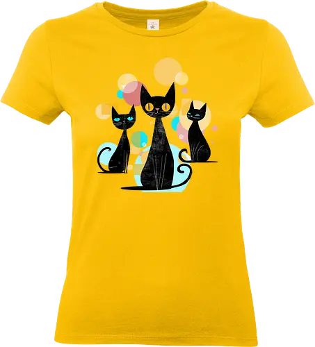 Mid Century Cats - cats, animals, mid century, vintage, retro, cool cats - Standard T-Shirt (Frauen)