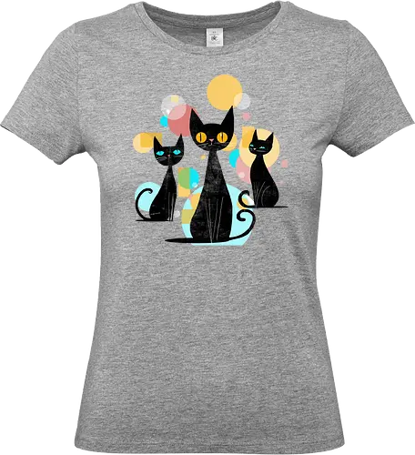 Mid Century Cats - cats, animals, mid century, vintage, retro, cool cats - Standard T-Shirt (Frauen)