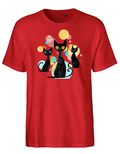 Mid Century Cats - cats, animals, mid century, vintage, retro, cool cats - Fairtrade T-Shirt