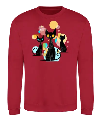 Mid Century Cats - cats, animals, mid century, vintage, retro, cool cats - Sweatshirt