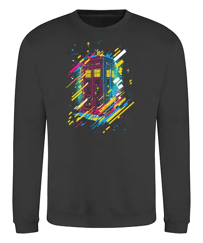 Synth tardis - Doctor, tardis, scifi, tv, pop culture, synth wave, 70's - Sweatshirt