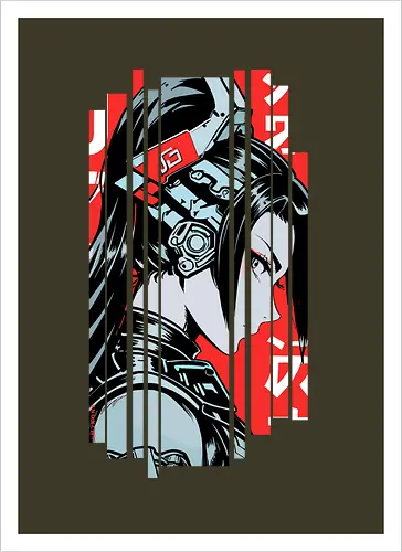 Frau Cyborg japanisches Rot