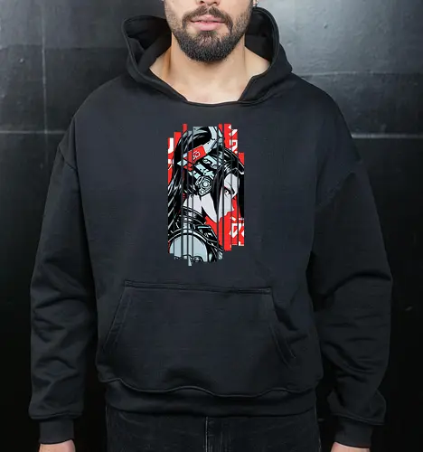 Frau Cyborg japanisches Rot