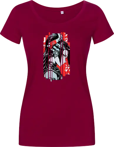 Frau Cyborg japanisches Rot
