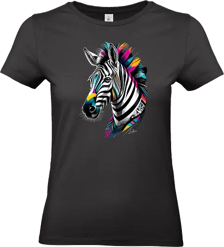 Mehrfarbiges geometrisches Zebra - Tiere, zebra, bunt, Ästhetik, Geek, Farbe, Natur, Tier, Farben, lm2kone, Pop-Art, Farben - Standard T-Shirt (Frauen)