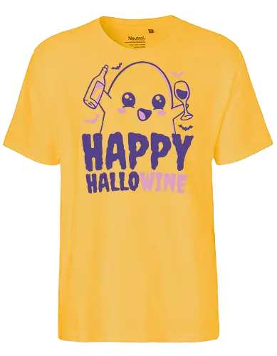 Happy Hallowine - halloween, ghost, cute, wine, drinks, funny, kawaii. - Fairtrade T-Shirt