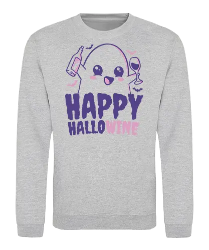 Happy Hallowine - halloween, ghost, cute, wine, drinks, funny, kawaii. - Sweatshirt