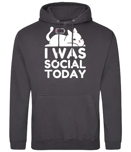 I Was Social Today - social, cat, funny, antisocial, humor, animal, battery, not today, nope. - Standard Hoodie